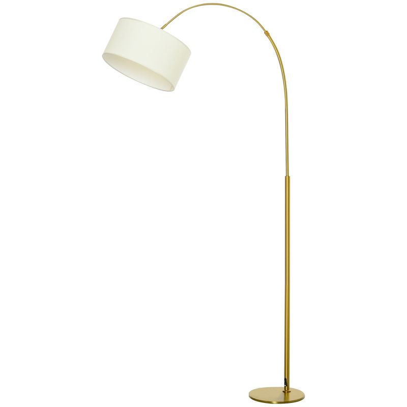 HOMCOM 6FT Arch Shape Floor Lamp with 180° Flexible Lampshade, Adjustable Pole, and Metal Round Base, Cream White, 4 of 7