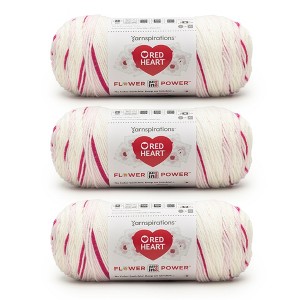 Red Heart All in ONE Flower Power Yarn 3 Pack-Cherry Blossom - 1 of 4