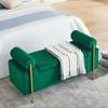 NicBex Elegant Velvet Pull-Open Top Ottoman Bench with Rolling Armreats,Upholstered Storage Ottoman for Bedroom,Entrance - 3 of 4