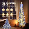 VINGLI 6ft Pre-Lit Pop Up Flocked Pencil Christmas Tree, 150 Lights, Blue & Silver, Collapsible Holiday Decor - 3 of 4