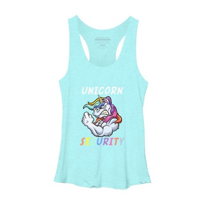 Women's Design By Humans Halloween Dad Mom Daughter Adult Costume - Unicorn Security By MINHMINH Racerback Tank Top