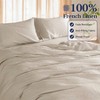 100 Linen King Duvet Cover Set, Luxury Flax Linen with Zipper Corner Ties - 2 of 4
