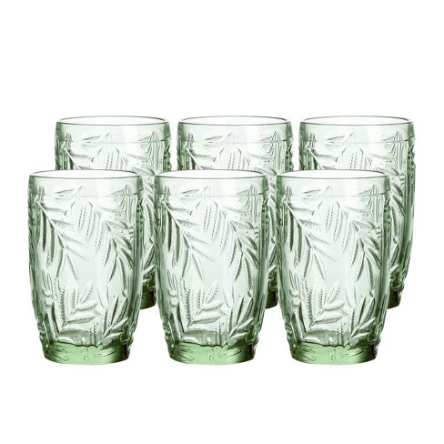 Whole Housewares Colored Glass Drinkware 9.5 Ounce Water Glasses Set Of 6 
