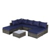 8 Pieces Outdoor Patio Sectional Sofa Couch Wicker Furniture Conversation Sets with Washable Cushions and Glass Coffee Table - 4 of 4