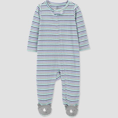 Carter's Just One You® Baby Boys' Rhino Striped Footed Pajama - Blue Newborn