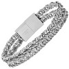 Steeltime Men's stainless steel double row wheat chain bracelet. Color Options: Silver, Gold - 2 of 4