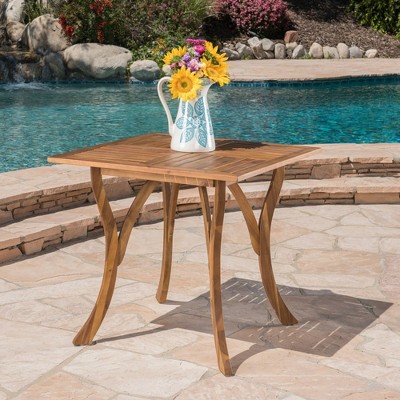 31.5" Dining Table, Square Wooden Outdoor Table, Heavy Duty Teak-finished Design Kitchen & Dining Table