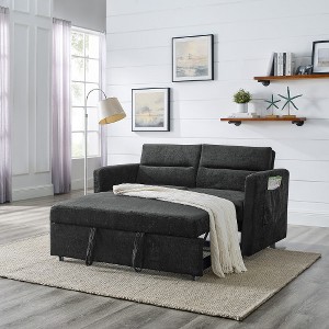 XIYUYEU Loveseat Sofa Bed with Pull-out Bed, Adjsutable Back and 2 Arm Pocket, Convertible Pull-Out Sleeper Sofa, Couches for Living Room - 1 of 4