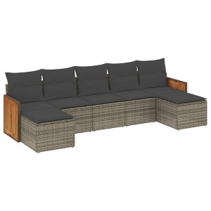vidaXL Garden Sofa Set Grey PE rattan, powder-coated steel 7 Piece - 1 of 4