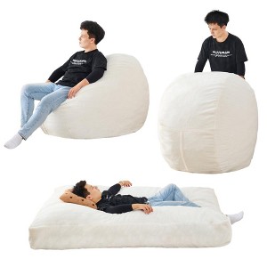 Gulches Giant Bean Bag Chair Bed for Adults, Convertible Lazy Chair to Floor Mattress, Large High-Density Foam Sofa Couch - 1 of 4