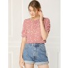 INSPIRE CHIC Women's Floral Summer Crew Neck Casual Shirred Short Sleeve Blouse - 2 of 4