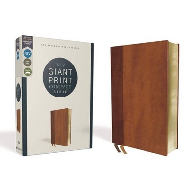 Niv, Giant Print Compact Bible, Leathersoft, Brown, Red Letter Edition, Comfort Print - Large Print by  Zondervan (Leather Bound)