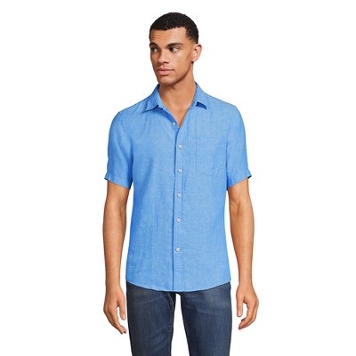 Lands' End Men's Traditional Fit Short Sleeve Linen Shirt