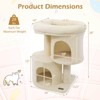 Costway 26” Small Cat Tree with Large Padded Plush Perch, 2 Condos, Sisal Scratching Posts Light Gray/Dark Gray/Beige - 3 of 4