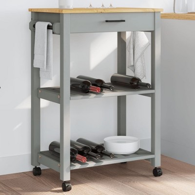 vidaXL Kitchen Trolley MONZA 23.6 in.x15.7 in.x35.4 in. Solid Wood Pine