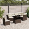 vidaXL 7 Piece Patio Sofa Set with Cushions Brown and Cream Poly Rattan - 2 of 4