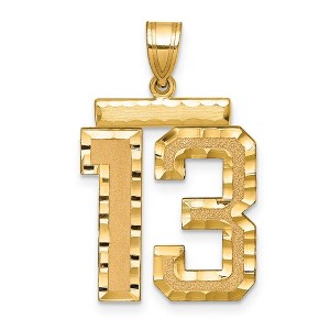 Black Bow Jewelry 14k Yellow Gold, Varsity Collection, Large D/C Pendant Number 13 - 1 of 3