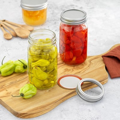 16 oz Clear Glass Mason Jars with Airtight Lids, Set of 6