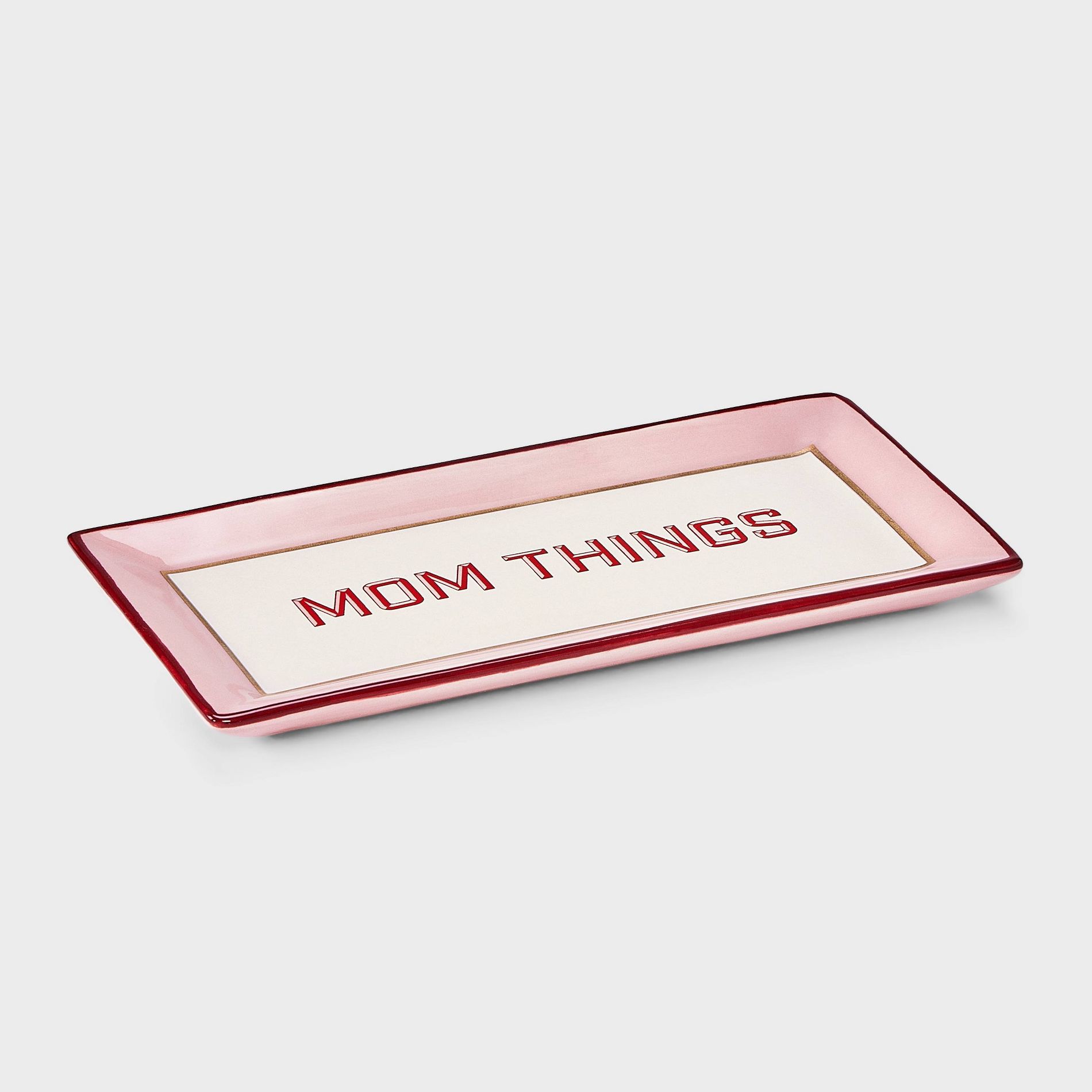 Ceramic "Mom Things" Jewelry Trinket Tray - A New Day™ Pink/Red