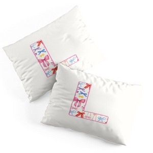 Deny Designs Standard April Lane Art Fancy Bow Monogram L Microfiber Printed Pillow Sham - 1 of 3