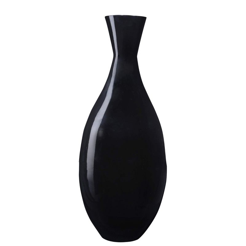 Villacera Handcrafted 24” Tall Black Bamboo Vase | Decorative Tear Drop Floor Vase for Silk Plants, Flowers, Filler Decor | Sustainable Bamboo, 1 of 8