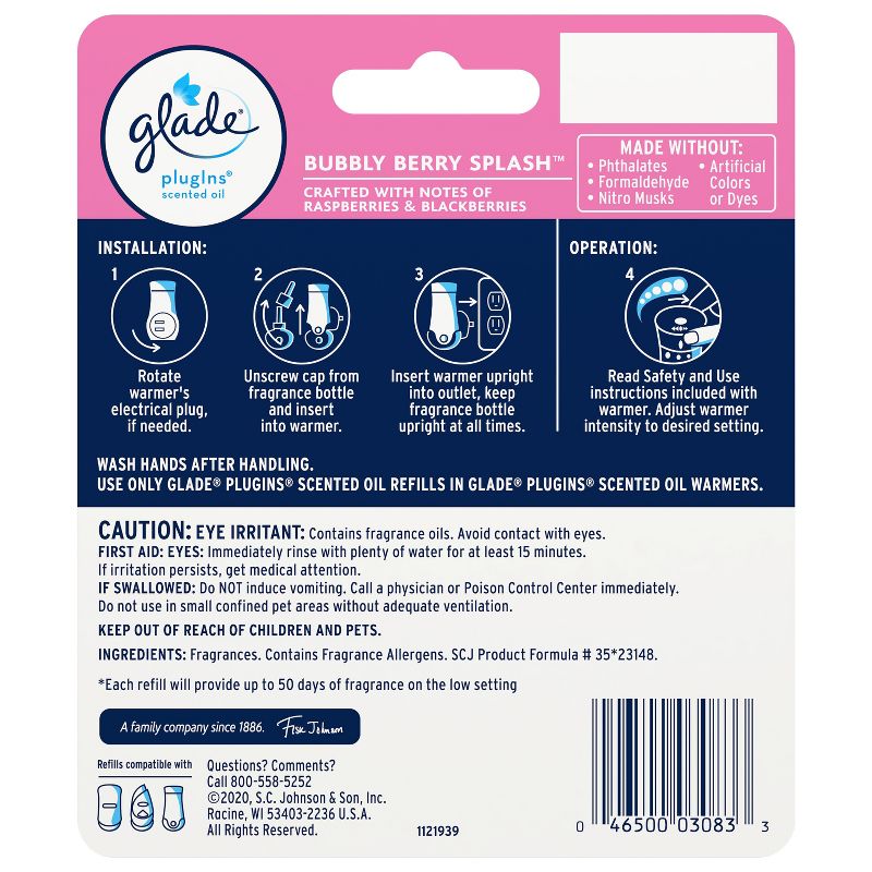 Glade PlugIns Scented Oil Air Freshener - Bubbly Berry Splash - 1.34 fl oz/2pk, 4 of 17