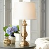 Regency Hill Traditional Table Lamp 26" High Antique Brass Candlestick White Fabric Drum Shade for Living Room Family Bedroom Bedside - 2 of 4