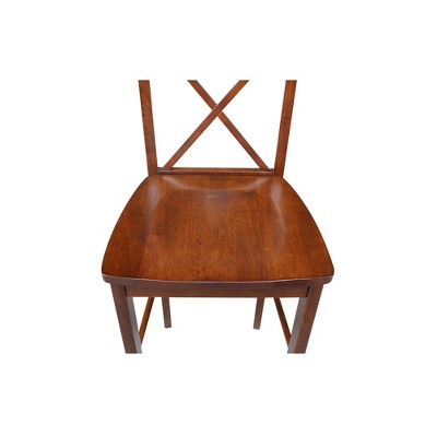 Espresso Wood X-Back Bar Height Stool with 30 inch Seat
