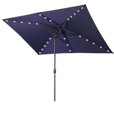 VisioGear Patio Umbrella, Waterproof Rectangular Patio Umbrella with Push Button Tilt, Crank, Navy Blue, 78*120*97.2