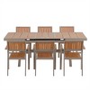 ELJGET 7-Piece Patio Dining Set with Extendable Table and Rattan Chair for 6 People, Outdoor Table and Chairs for Garden Yard Porch - 3 of 4