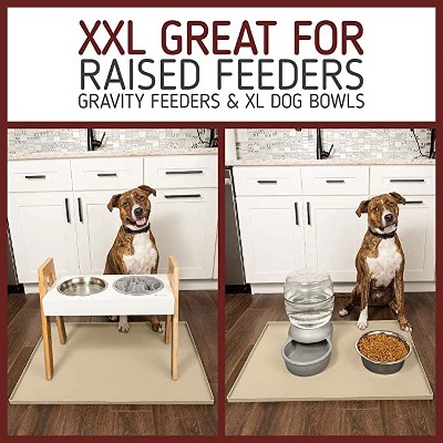 Beige Silicone Dog Food Mat with Raised Edges