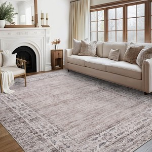 Washable Vintage Runner Rug for Kitchen Non-Slip Soft Carpet, Low Pile Traditional Accent Rug - 1 of 4