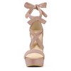 Allegra K Women's Open Toe Soft Insole Lace Up Platform Block Heel Sandals - 2 of 4