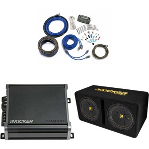 Kicker Dual 12 Inch Comp Bass Package 50DCWC122 with CXA8001 and amp wire kit - 1 of 4