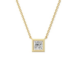 GILDED 1 CTTW Lab-Grown Diamond Bezel Solitaire Pendant, 2.5 Micron 14K Gold-Plated Sterling Silver, Gold Vermeil, 18" Chain, Tarnish-Resistant - 1 of 4