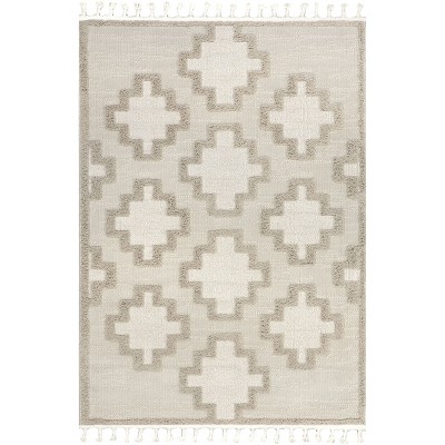 Nuloom Polina Geometric High-Low Tasseled Indoor Area Rug