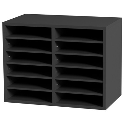 VEVOR Literature Organizers, 12 Compartments Office Mailbox with Adjustable Shelves, Wood Literature Sorter 20.4x12x16.1 inches, EPA Certified, Grey