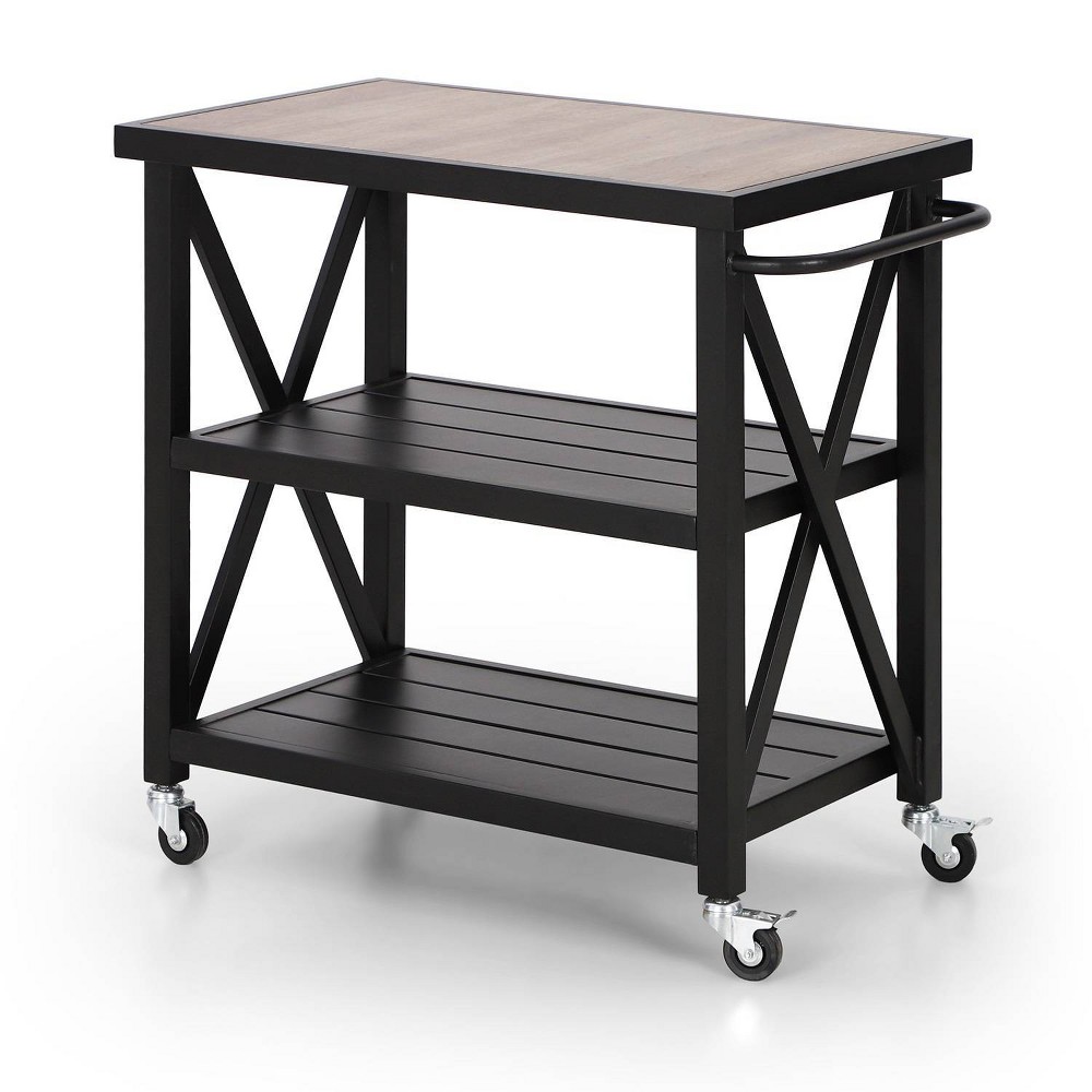 Outdoor Double Shelf Movable Steel Rectangle Cart Table - Captiva Designs