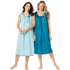 Only Necessities Women's Plus Size 2-Pack Sleeveless Nightgown - 1 of 4