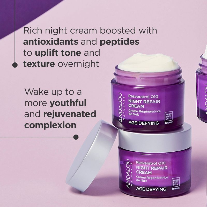 Andalou Naturals Resveratrol Q10 Night Repair Cream - 1.7 Oz, 3 of 7