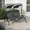 Resenkos 2-Seater Swing With Canopy, Patio Garden Swing, Poolside Relaxation, Backyard Seating, Beige - 3 of 4