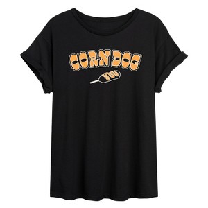 Women's - Instant Message - Corn Dog Oversized Graphic T-Shirt - 1 of 4