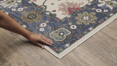 Hastings Blue and Ivory Rectangular Synthetic Area Rug 5'3" x 7'6"