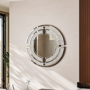FUFU&GAGA Large 31.5" Round Wall Mirror with Glass Inlay Luxury Hanging Mirror for Home Decor Decorative Accent - 1 of 4
