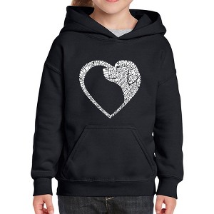 LA Pop Art Dog Heart - Girl's Word Art Hooded Sweatshirt - 1 of 4