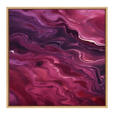 Tonal Abstract Purple Plum Canvas Wall Art with Natural Frame