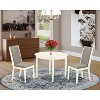 HomeStock 3-Pc Linen White Finish Round Solid Wood Top Dining Table Set - 2 of 4