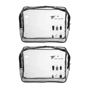 Unique Bargains Women's Transparent Waterproof Travel Makeup Bags Black 2 Pcs - 1 of 4