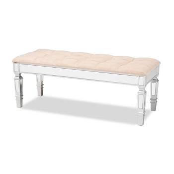 Hedia Fabric Upholstered and Wood Accent Bench - Baxton Studio