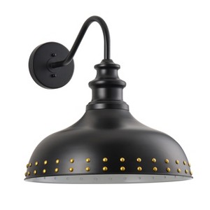 Dewdrop Industrial 3-Light Wall Sconce 25.9 in Matte Black Iron with Handcrafted Gold Rivets ETL Certified Exterior Mounted Light Fixture - 1 of 4